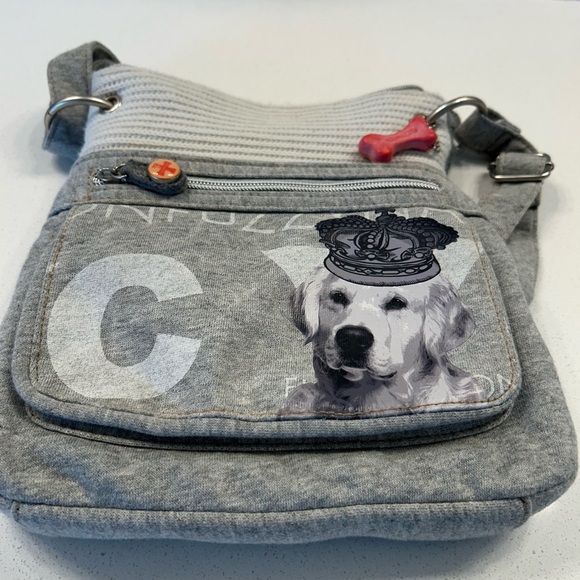 Fuzzynation Gray Crossbody Bag with Dog Print - Picture 1 of 6